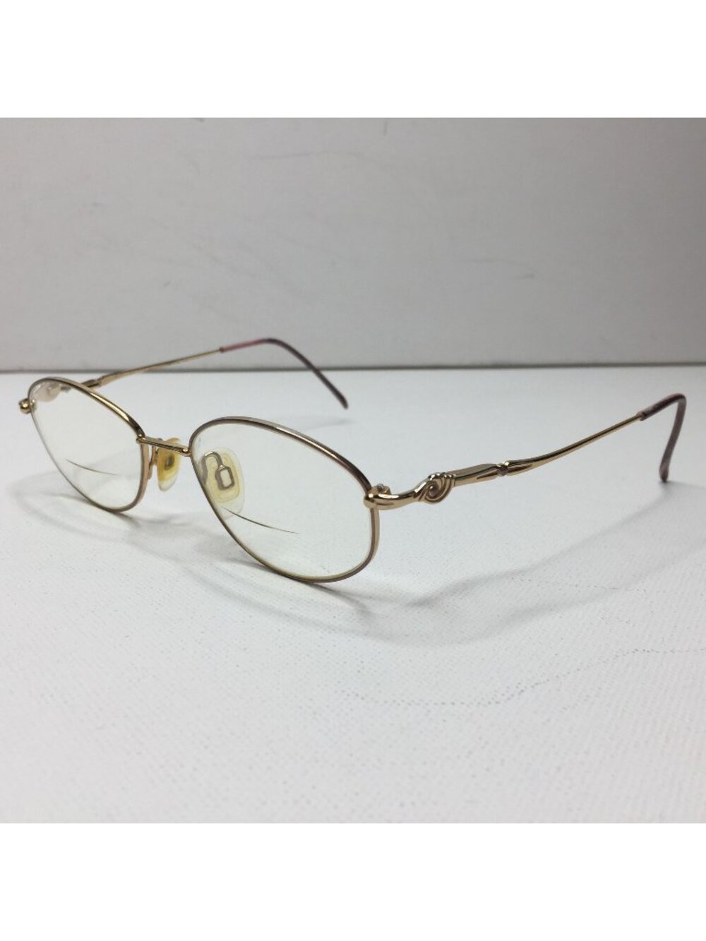 Tura Womens 850 BRN Gold Oval Bifocal Glasses Frame Only 51-19 Made In France